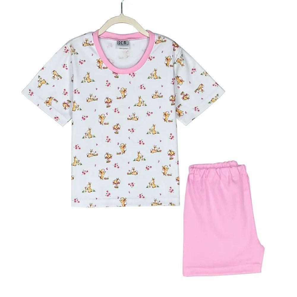 Pijama 2 Piezas Corto -tallas 2 y 4- CONEJITA FLOR Algodon-0