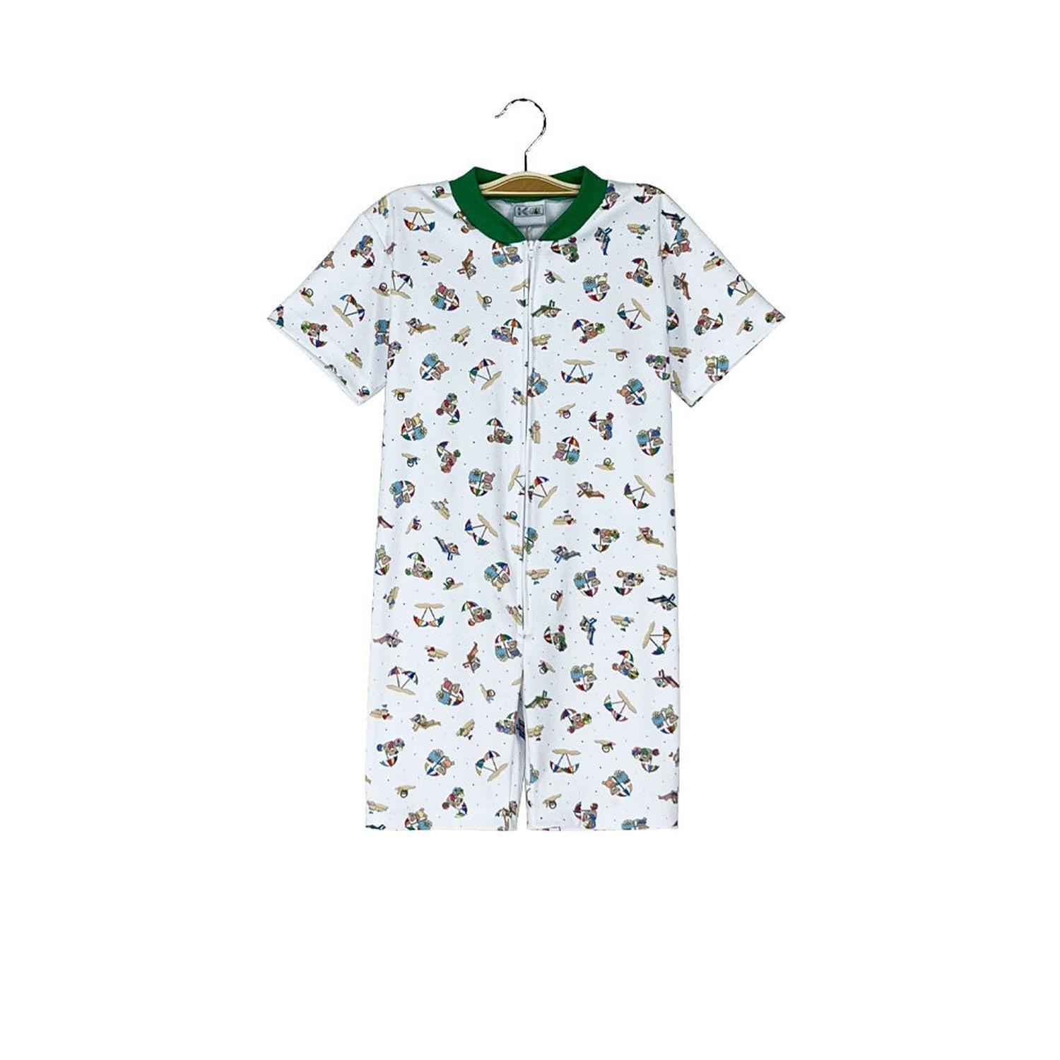Pijama Enterito Infantil - Ositos Playeros - Algodón Corto  4 VERDE 6 VERDE-0