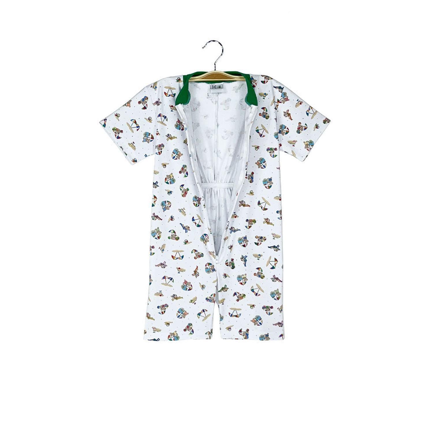Pijama Enterito Infantil - Ositos Playeros - Algodón Corto  4 VERDE 6 VERDE-4