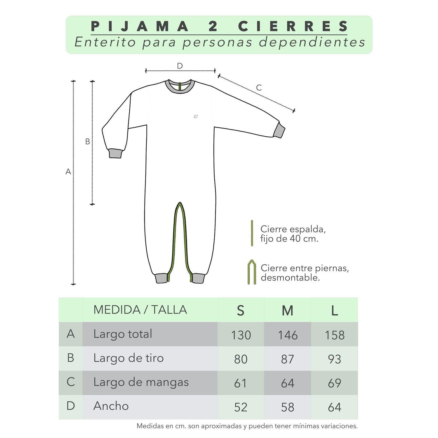 Pijama Cuidado asistido 2 cierres - Algodón Azul Marino-4