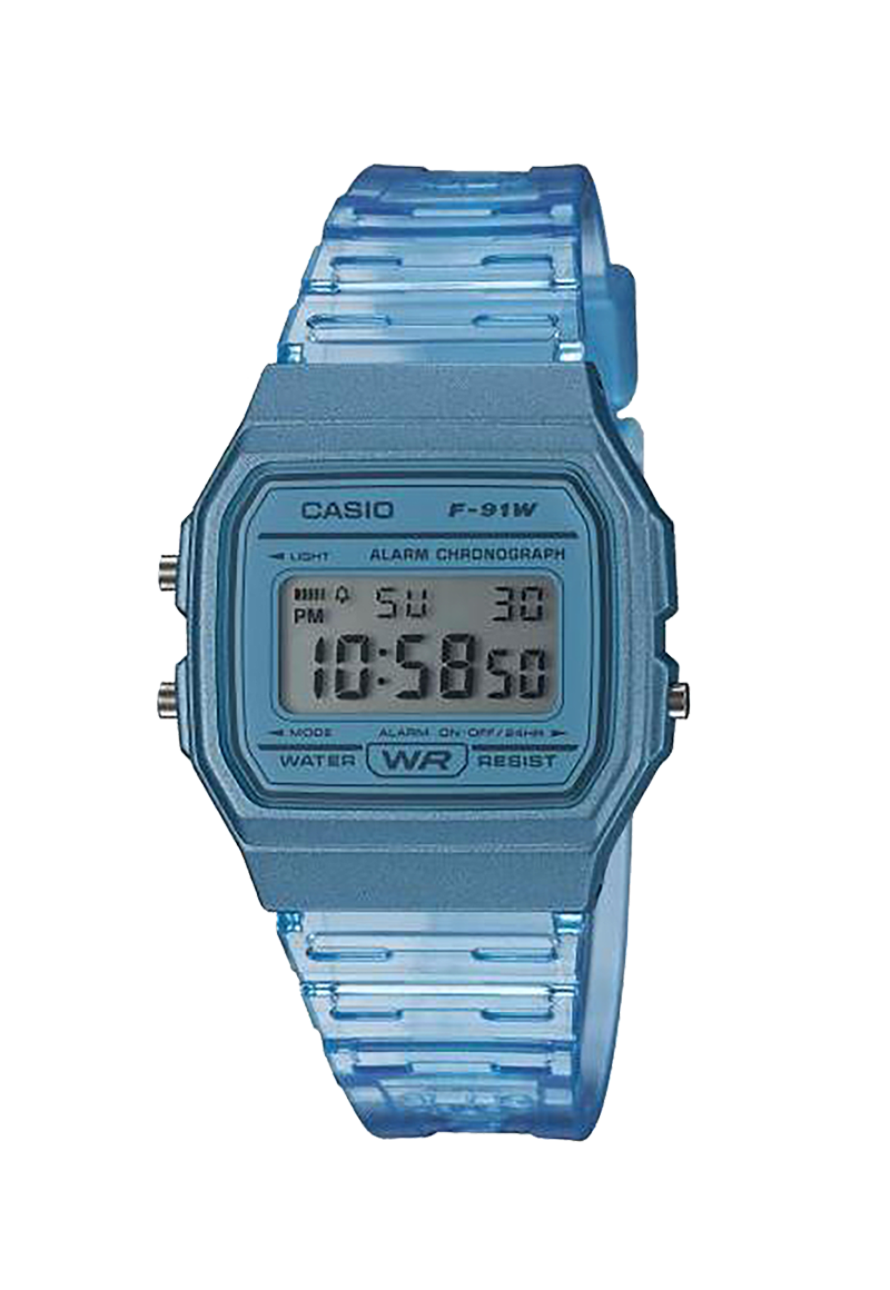 Reloj Casio F-91WS-2 Celeste Mujer-0