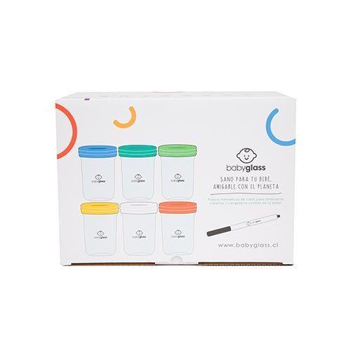 BABYGLASS: Set 6 contenedores de vidrio 240 ml + lápiz marcador-0
