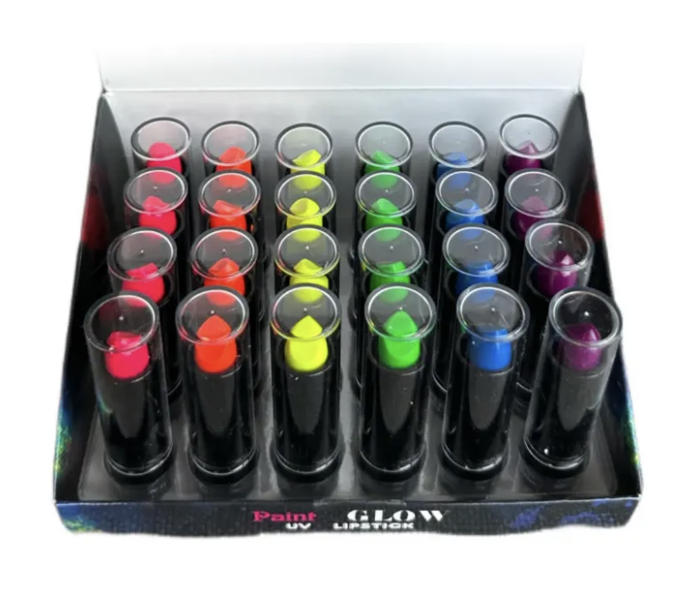 Pack de 6 labiales colores fluor glow Uv fiesta neon-2