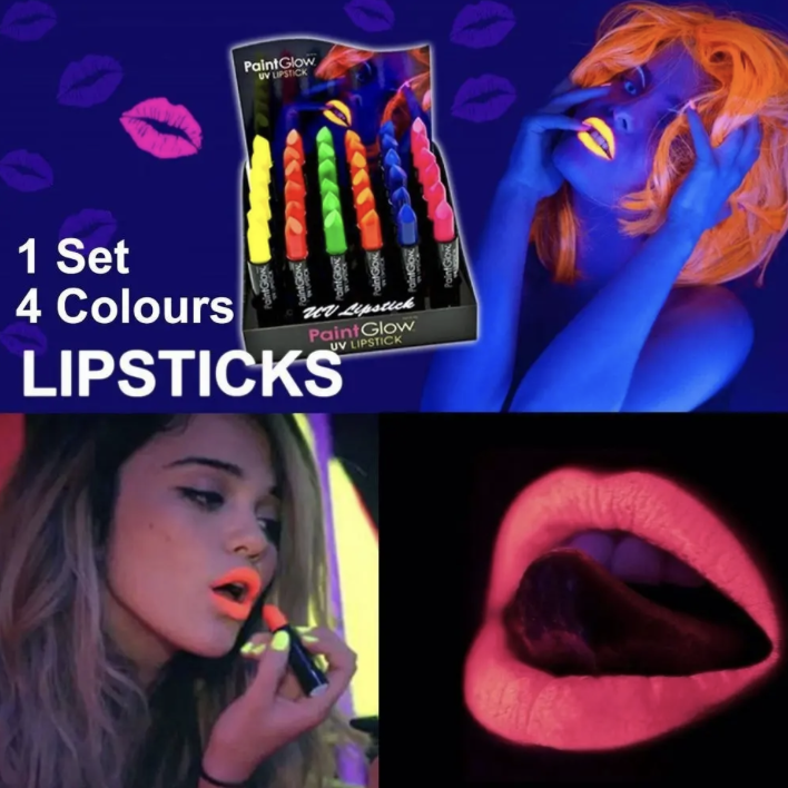 Pack de 6 labiales colores fluor glow Uv fiesta neon-4