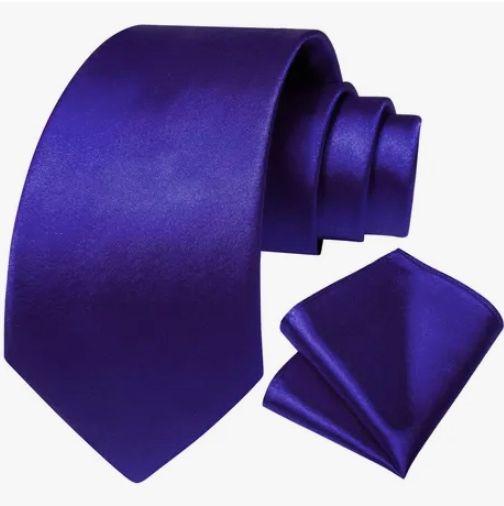 Corbatas Seda Hombres, Paño Y Colleras Morada-1