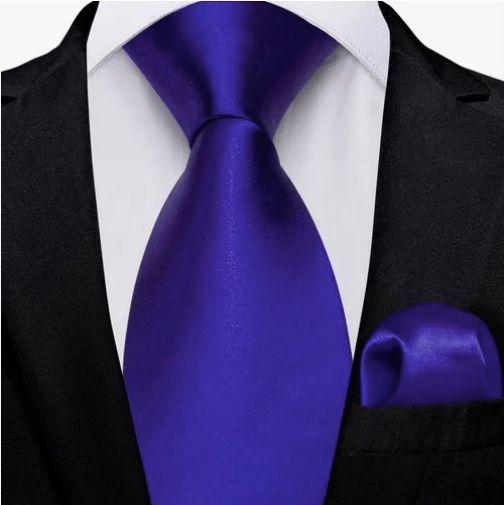 Corbatas Seda Hombres, Paño Y Colleras Azul Italiano-0