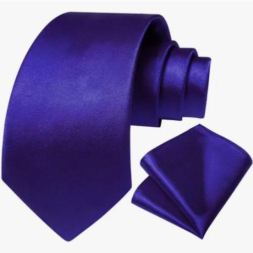 Corbatas Seda Hombres, Paño Y Colleras Azul Italiano-1