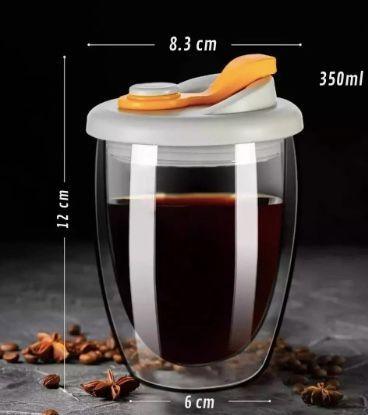 Taza Doble Vidrio Antiderrame Naranja-2