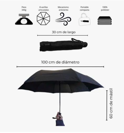 Paraguas Para Lluvia Portátil Negro-2