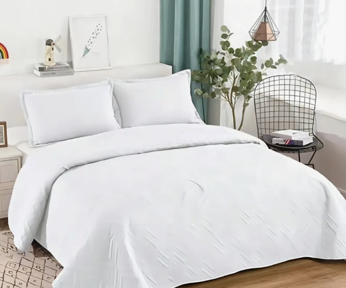 Cubrecama Quilt de verano 2 Plazas Lisos Color blanco-1