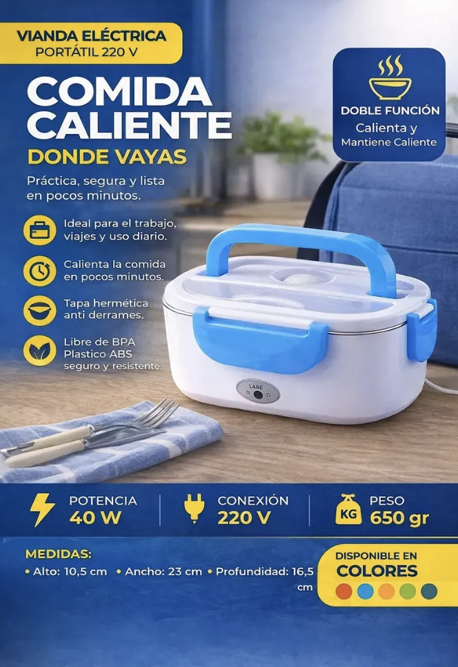Lonchera electrica termo comida calentador portatil-4