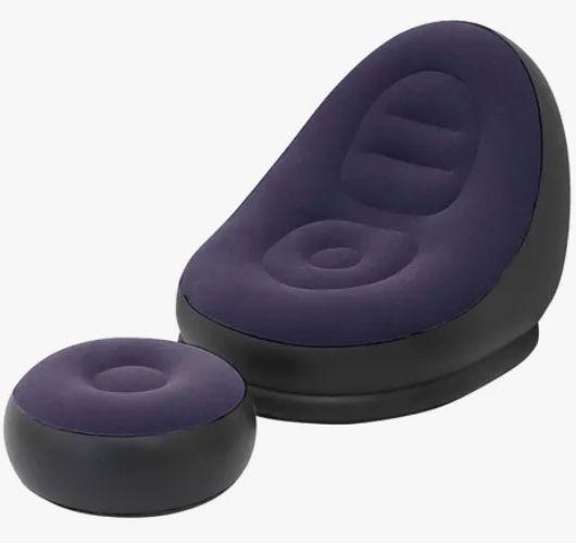Sofá Camping Inflable Reposa Pies Puff X L + Inflador Morado-0