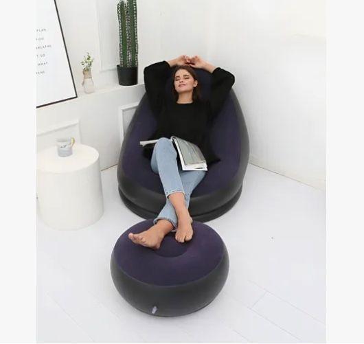 Sofá Camping Inflable Reposa Pies Puff X L + Inflador Morado-1
