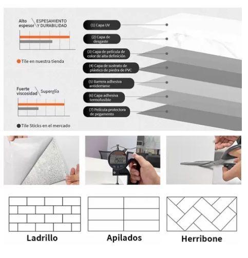 Cerámica Adhesivas Laminas De Pared Pack 12-4