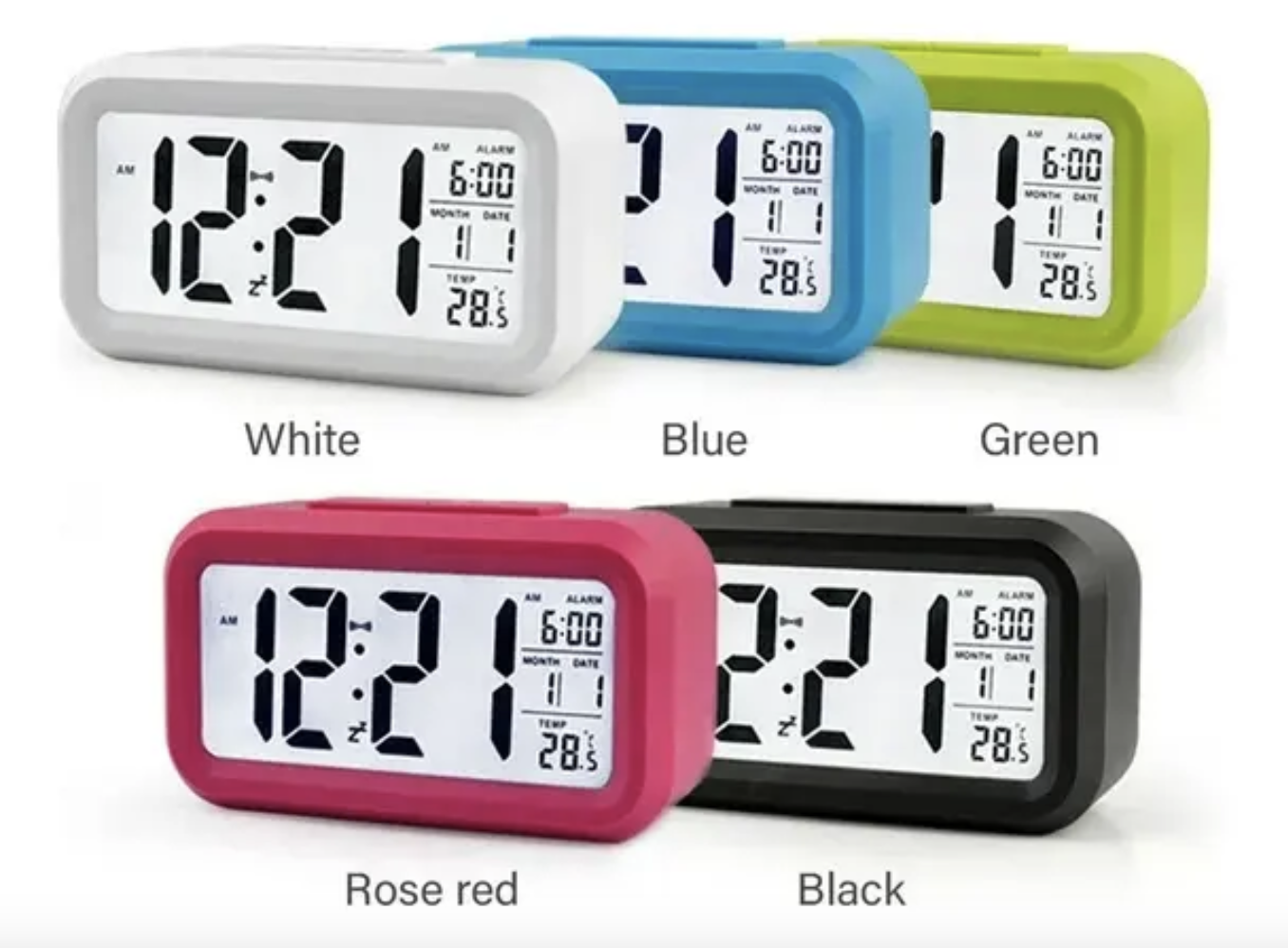 Reloj despertador digital luz Lcd celeste-1