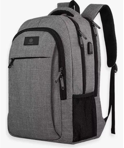 Mochila Notebook Impermeable Antirrobo Gris-2