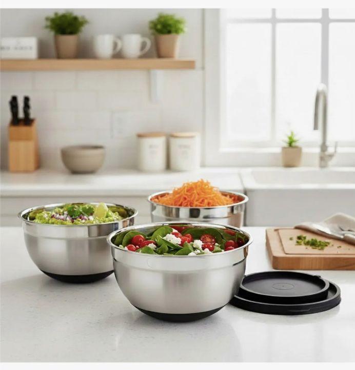 Set 3 Bowls Con Tapa Acero Inoxidable Antideslizante-3