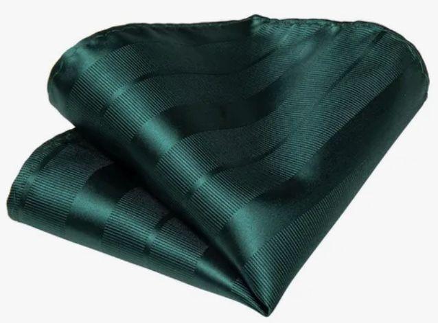 Corbatas Verde de Seda Hombres, Paño Y Colleras-2
