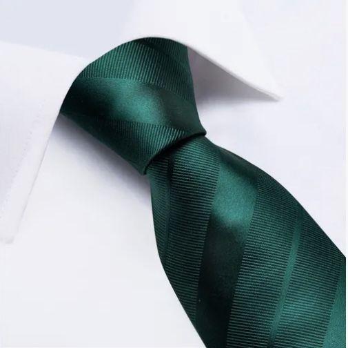 Corbatas Verde de Seda Hombres, Paño Y Colleras-4