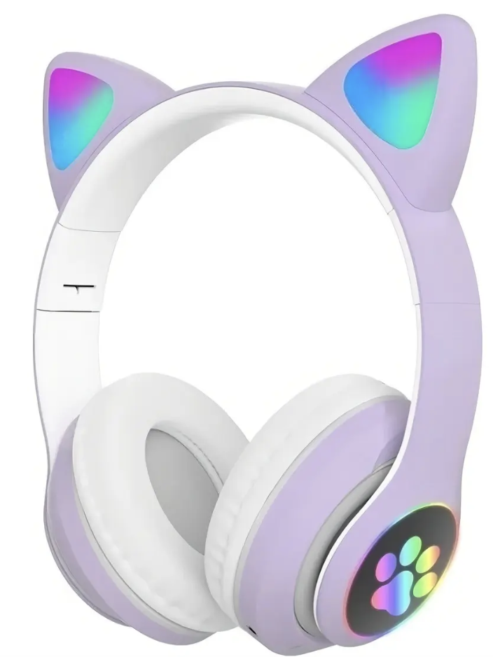 Audifonos gamer inalambricos morado con luz led-2