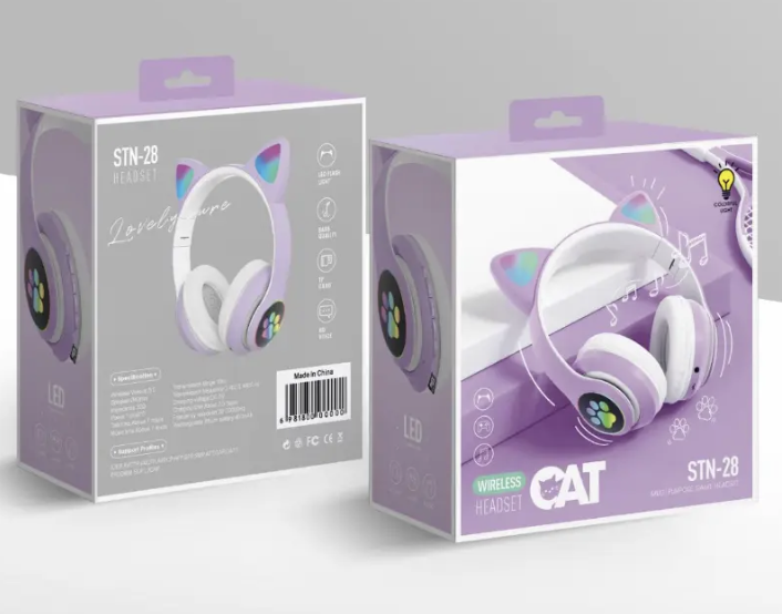 Audifonos gamer inalambricos morado con luz led-3