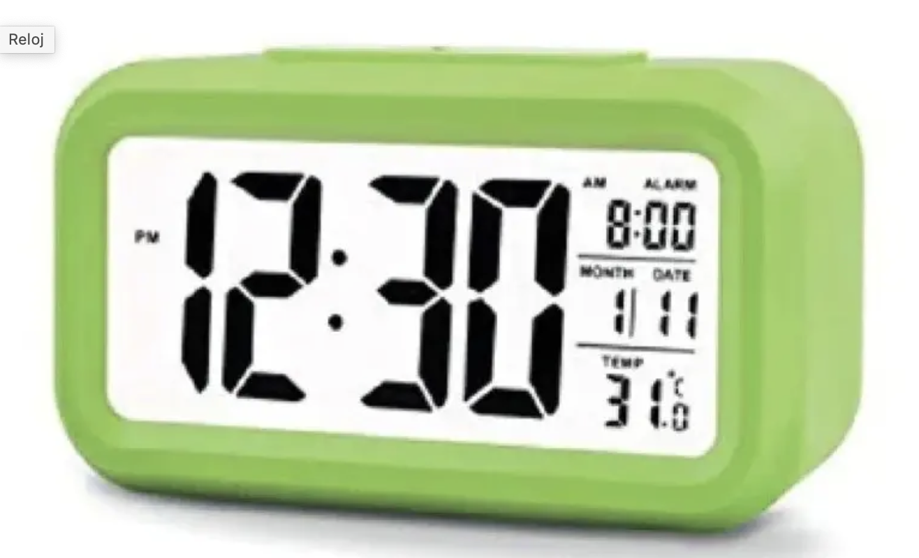 Reloj despertador digital luz Lcd verde-0