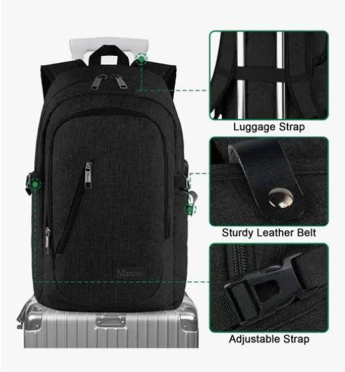 Mochila Con Puerto De Carga  Antirrobo Impermeable-2