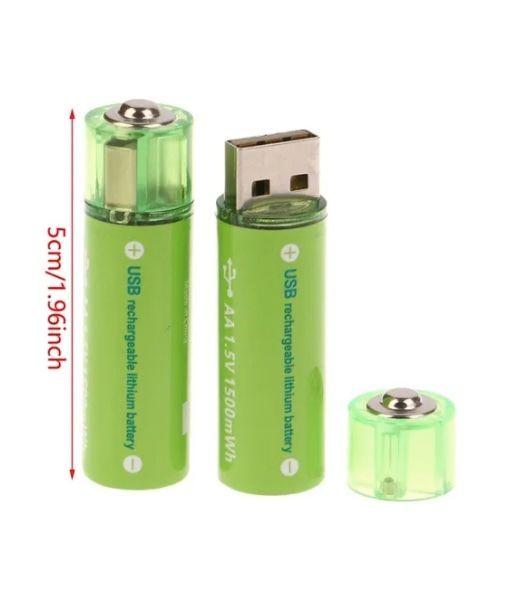 Pack X2 Pilas Recargables Usb Pila Aa -4
