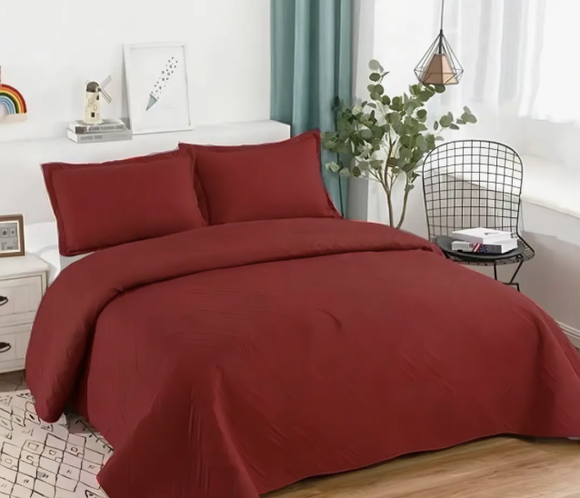Cubrecama Quilt de verano 2 Plazas Lisos Color burdeos-0