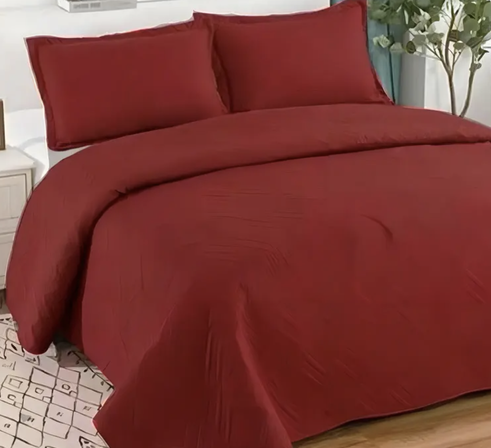 Cubrecama Quilt de verano 2 Plazas Lisos Color burdeos-1