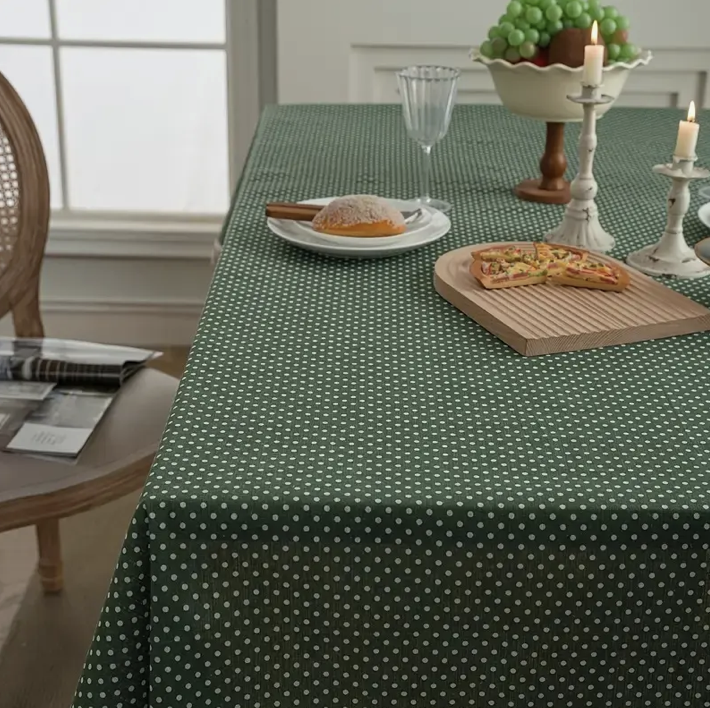 Mantel Rectangular Algod n Verde con L neas-5
