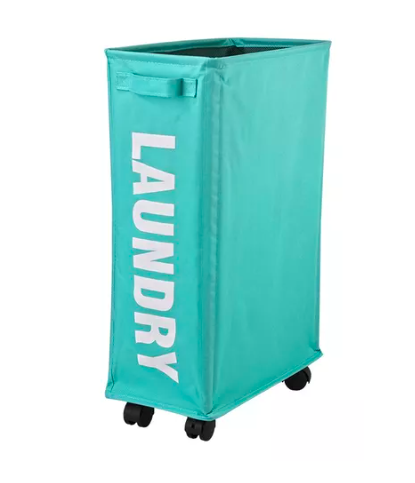 Canasto Ropa Sucia Con Ruedas Celeste-0