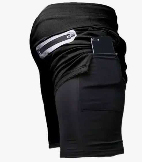 Pantalones Short Gimnasio 2 en 1 Negros M-2
