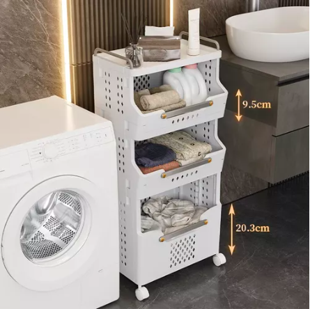 Cesta  Con Ruedas Organizador Baño-3