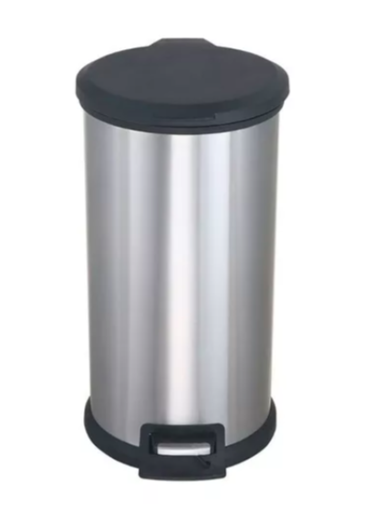  Basurero 30 Litros Con Pedal Plateado-1