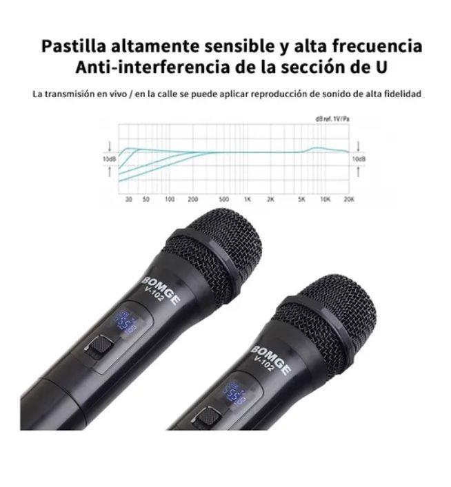 Bomge 2 Sistema De Micrófono Inalámbrico Con Receptor Vhf-2
