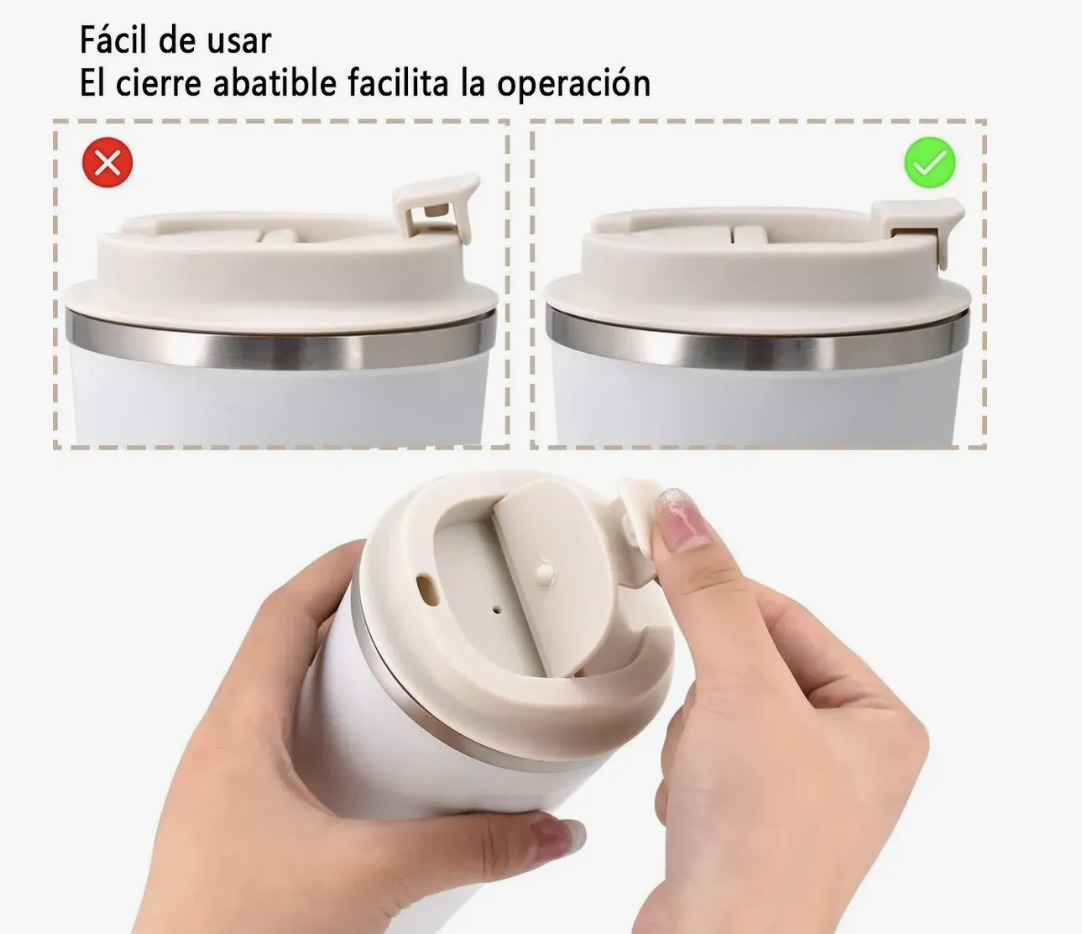 Vaso Termico Portatil De Doble Capa De Acero Inoxidable Blanco-4
