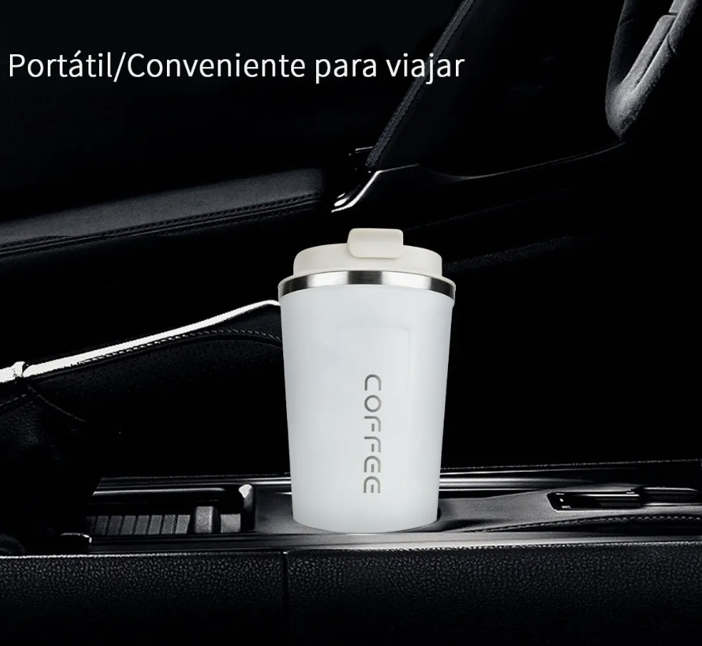 Vaso Termico Portatil De Doble Capa De Acero Inoxidable Blanco-6