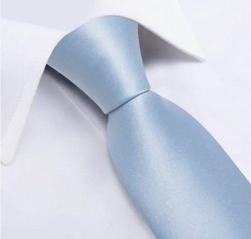 Corbatas Seda Hombres, Paño Y Colleras Azul Cielo-2