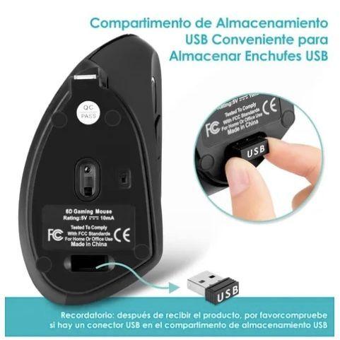 Mouse Vertical Inalámbrico Ergonómico Negro-3