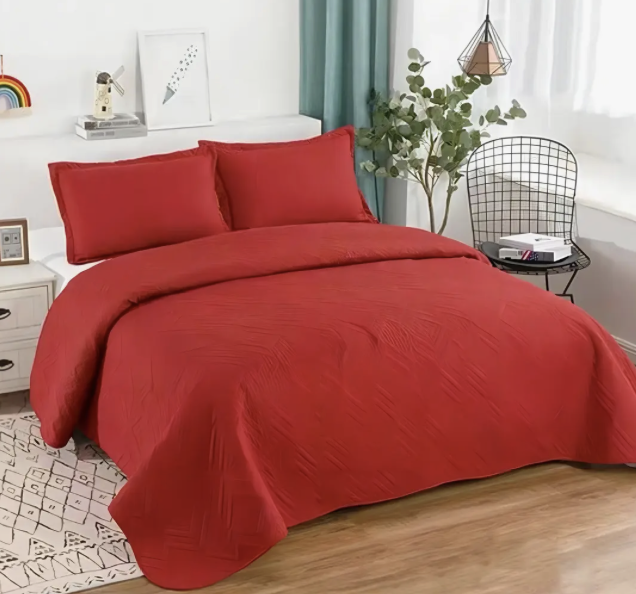 Cubrecama Quilt de verano 2 Plazas Lisos Color rojo-0