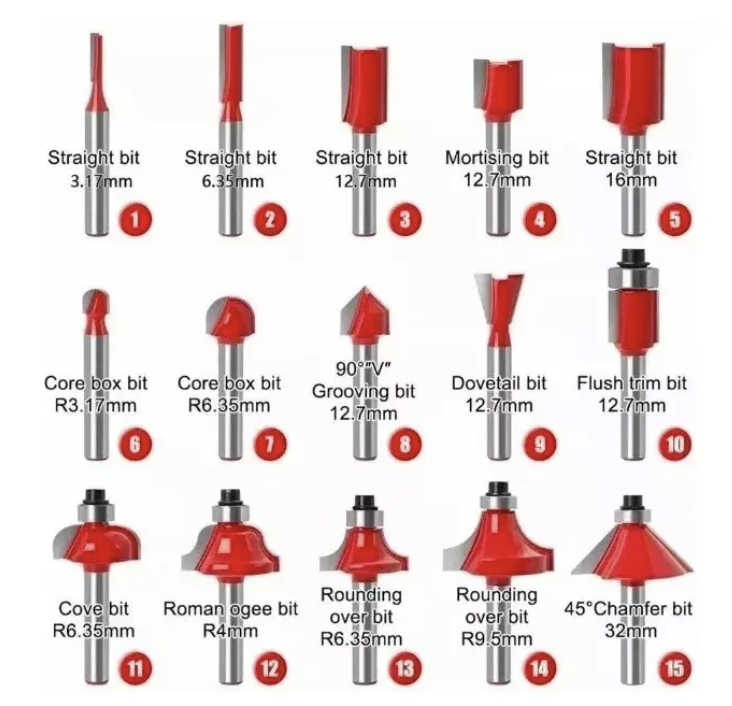 Brocas Fresas Madera Router 15 Pcs 6 35mm 1 4 Tupi Fresadora-2