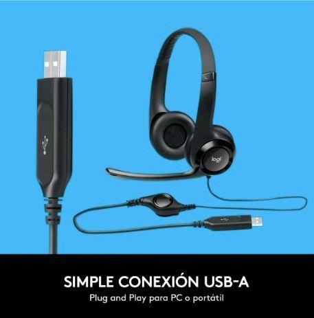Audifono Con Microfono Usb Logitech H390 Color Negro-4