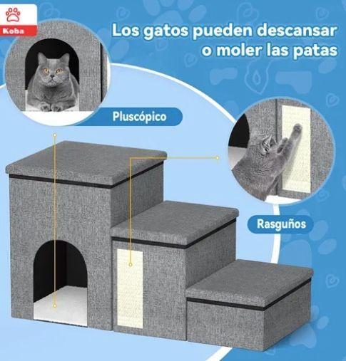 Escalera Mascota  Plegable Gris-3