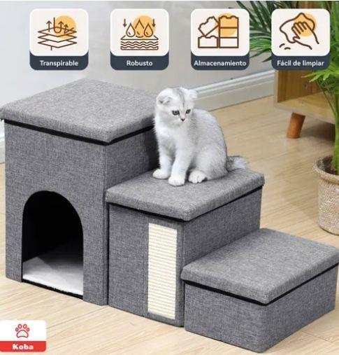 Escalera Mascota  Plegable Gris-4