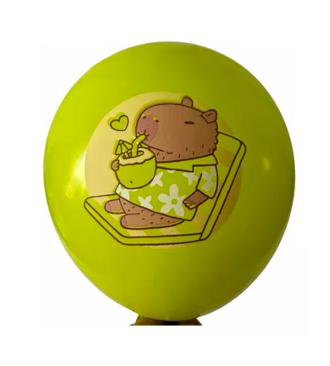 Pack 12 Globos Diseño Capibara-2