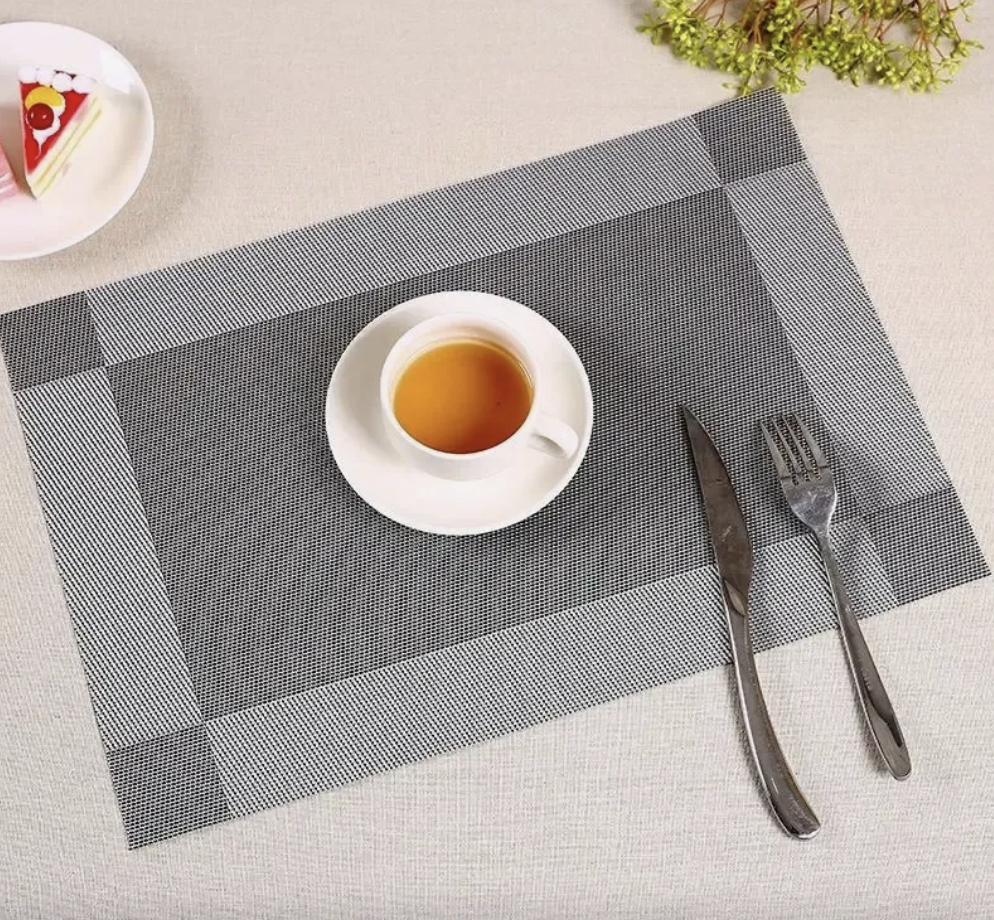 Set 6 Individuales Impermeable De Mesa Rectangular Dise os gris-0
