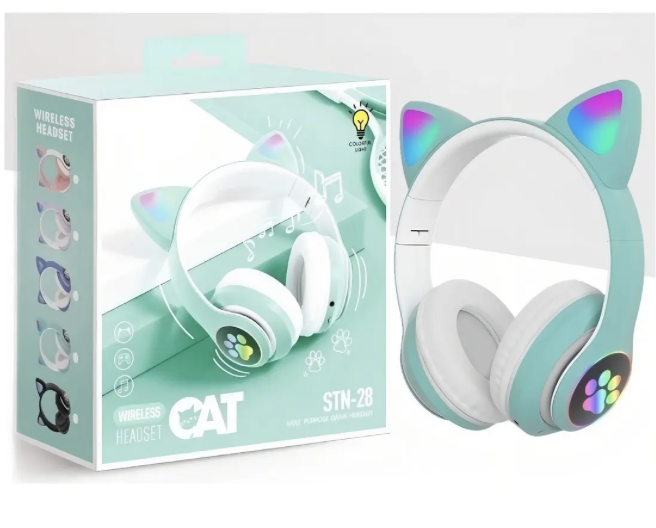 Audifonos gamer inalambricos verde con luz led-0