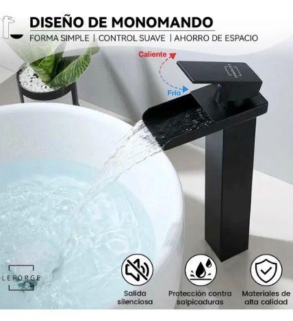 Llave Monomando Lavamanos Alta Ba o Cascada Acero-1