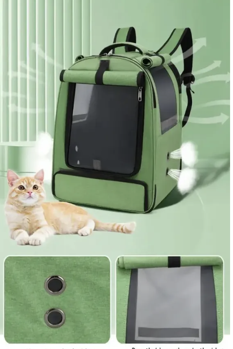 Bolso transportes mascotas malla verde-3